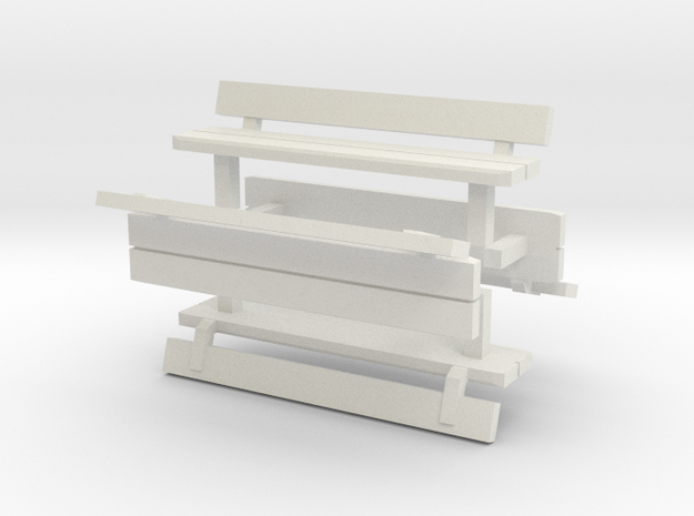 1:76th park benches in White Natural Versatile Plastic