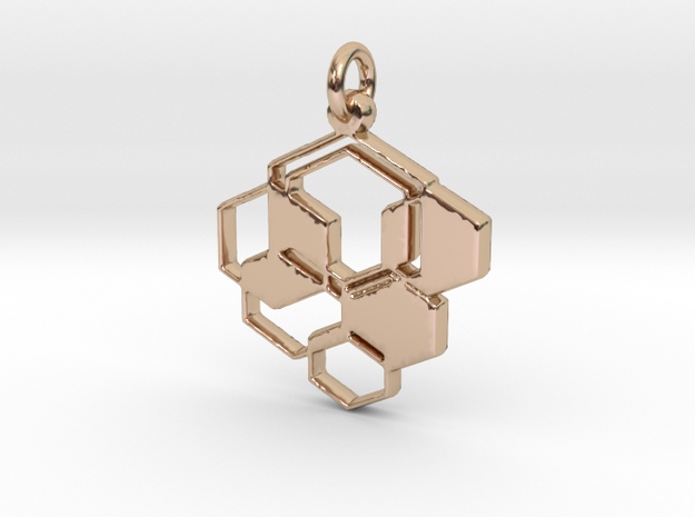 Bee Hive Pendant - Keychain in 14k Rose Gold Plated Brass