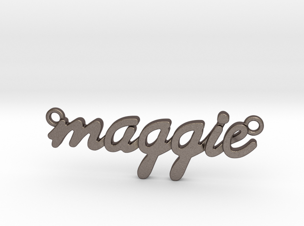 Name Pendant - Maggie in Polished Bronzed-Silver Steel