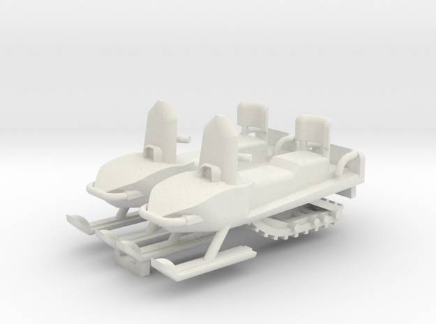 Snowmobile 2 Pack 1-64 Scale in White Natural Versatile Plastic