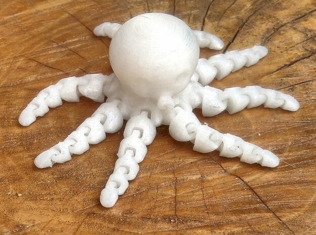 Cute Articulated Mini Octopus in White Natural Versatile Plastic