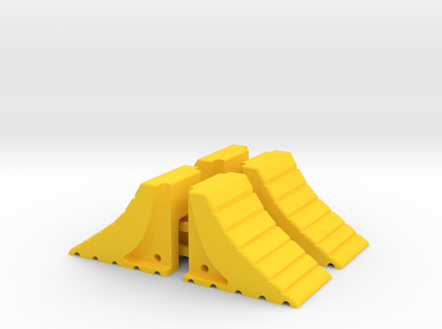 4 x Wheel Chocks 1Tenth Scale in Yellow Processed Versatile Plastic