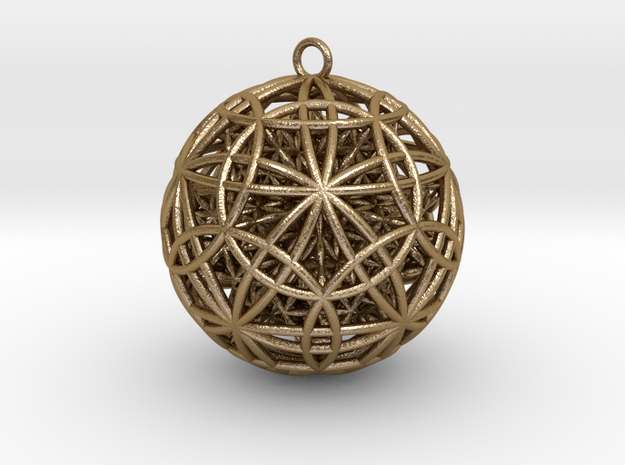 IcosaDodecasphere w/ FOL Stel. Icosahedron Pendant in Polished Gold Steel