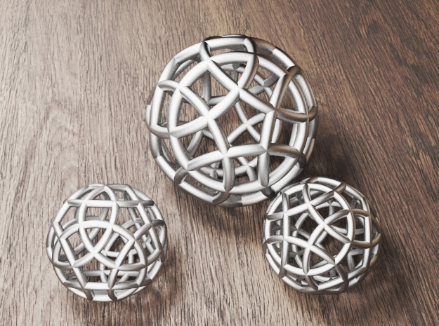 Twelve-Circle Sphere Pendant in White Natural Versatile Plastic: Small