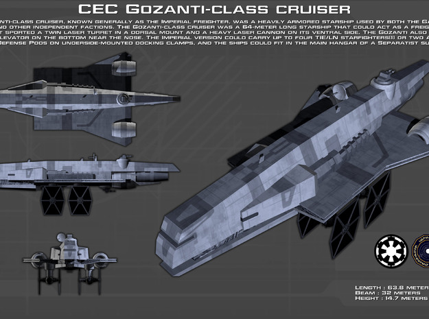 Imperial Gozanti cruiser in Tan Fine Detail Plastic