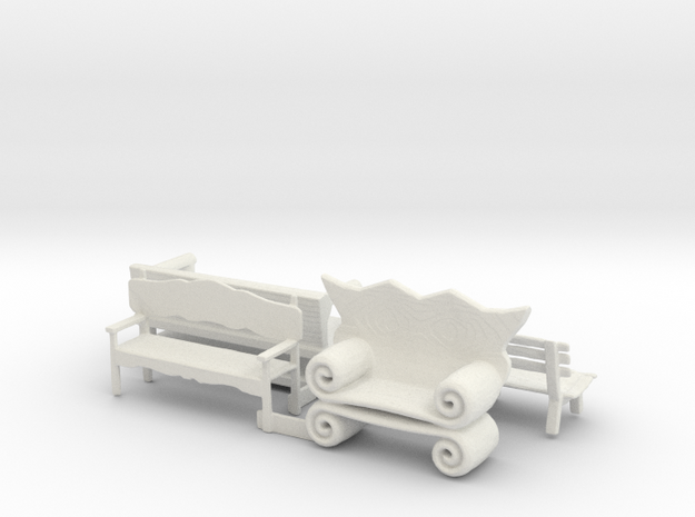 S Scale Benches in White Natural Versatile Plastic