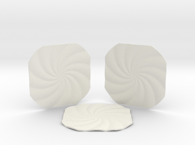 Spiral Coasters in White Natural Versatile Plastic