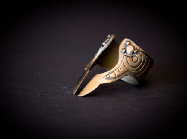 Valkyrie Armor Ring Size 6.5 in Polished Bronze Steel