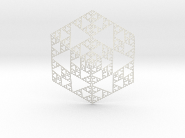 Sierpinski 6 Sided Pyramid in White Natural Versatile Plastic