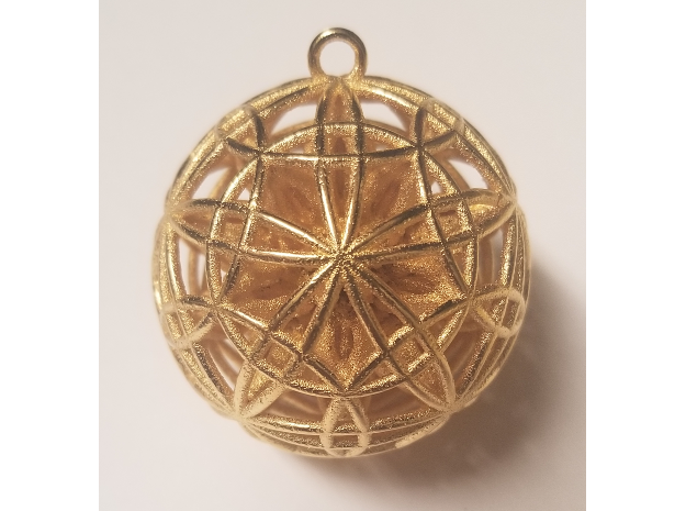 Power Ball Pendant - Steel in Polished Gold Steel