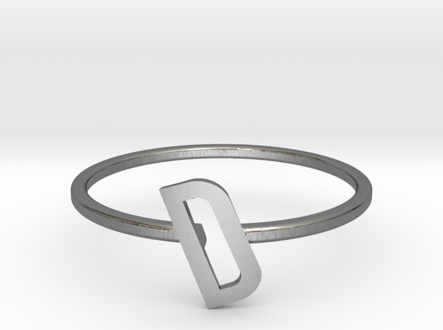 Letter D Ring in Polished Silver: 7 / 54