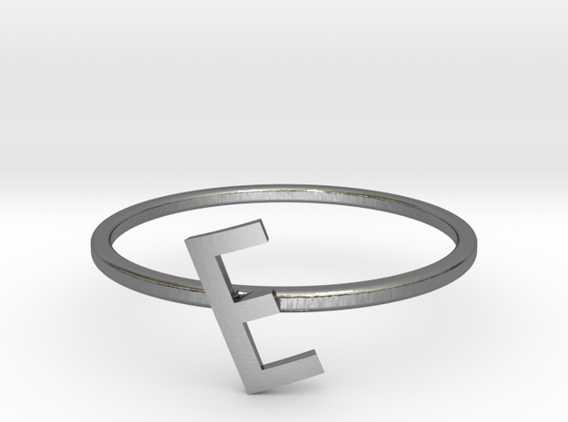 Letter E Ring in Polished Silver: 7 / 54