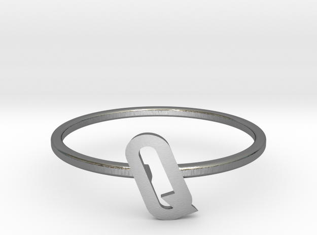 Letter Q Ring in Polished Silver: 7 / 54