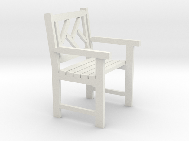 1/12 Scale Tahawus Garden Chair in White Natural Versatile Plastic