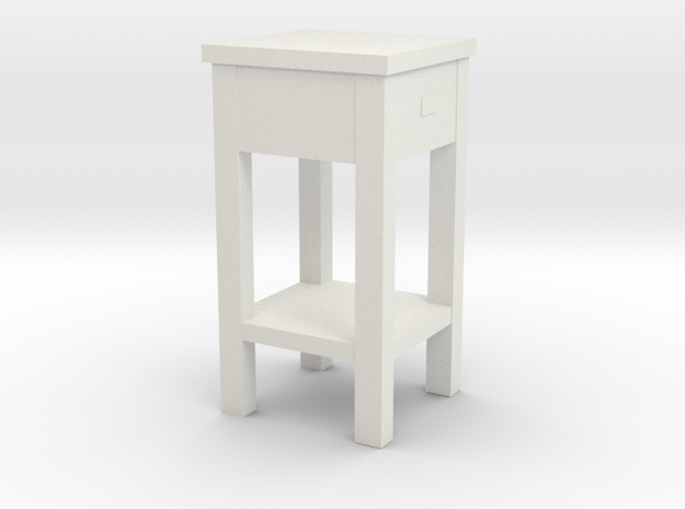 1/12 Scale Western Nightstand in White Natural Versatile Plastic