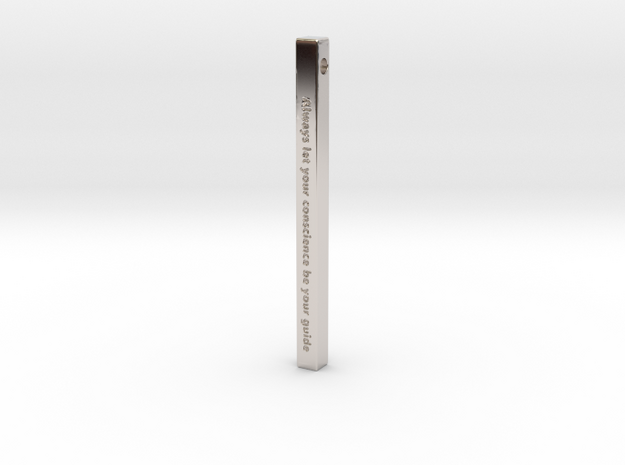 Vertical Bar Customized Pendant "Always Let Your" in Rhodium Plated Brass