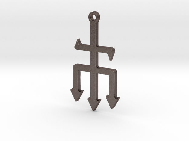 Exu Trident in Polished Bronzed-Silver Steel