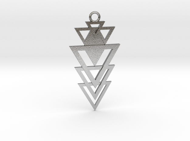 Geometrical pendant no.12 metal in Natural Silver: Medium