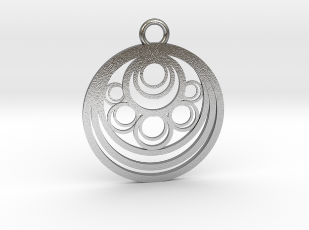 Geometrical pendant no.10 metal in Natural Silver: Medium