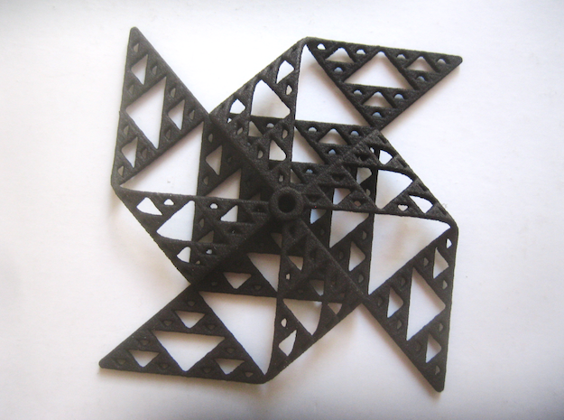 Sierpinski triangle windmill in Black Natural Versatile Plastic