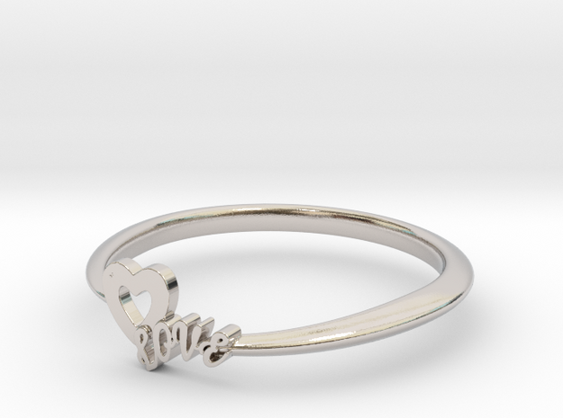 KTFRD01 Heart LOVE Fancy Ring design in Rhodium Plated Brass