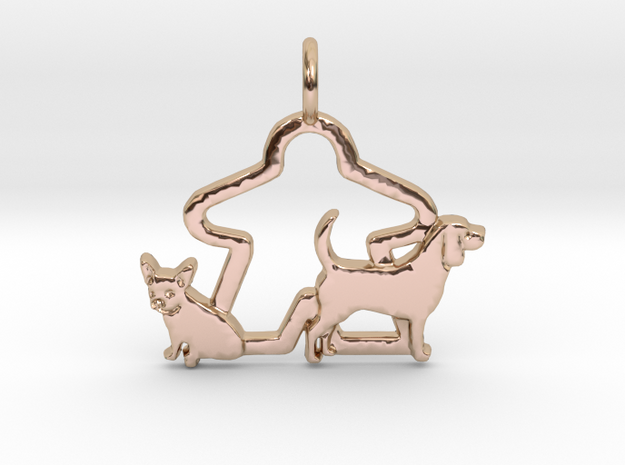 Meeple dog lover pendant gamer necklace in 14k Rose Gold Plated Brass