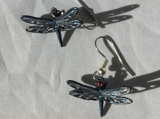 Dragonfly Earrings in Tan Fine Detail Plastic