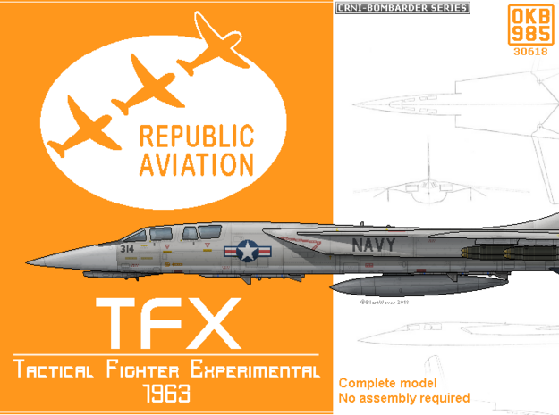 Republic TFX Fighter Proposal in White Natural Versatile Plastic: 1:200