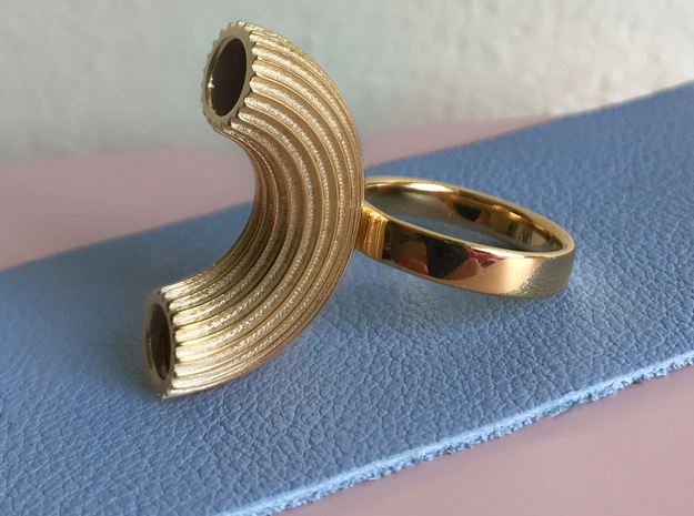 Macaroni Ring in 18k Gold Plated Brass
