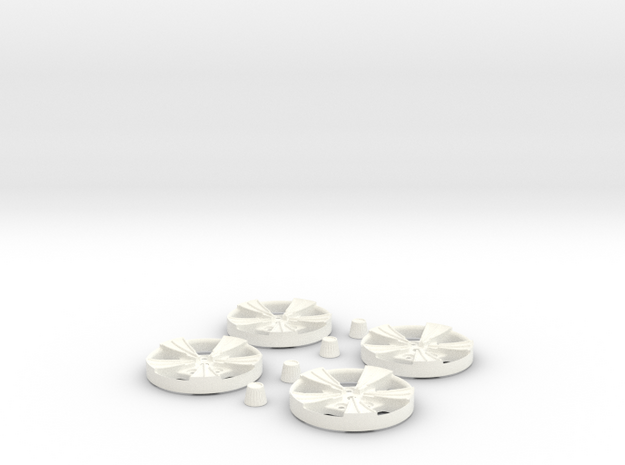 1/8 Radir Tri-Rib Wheel centers in White Processed Versatile Plastic