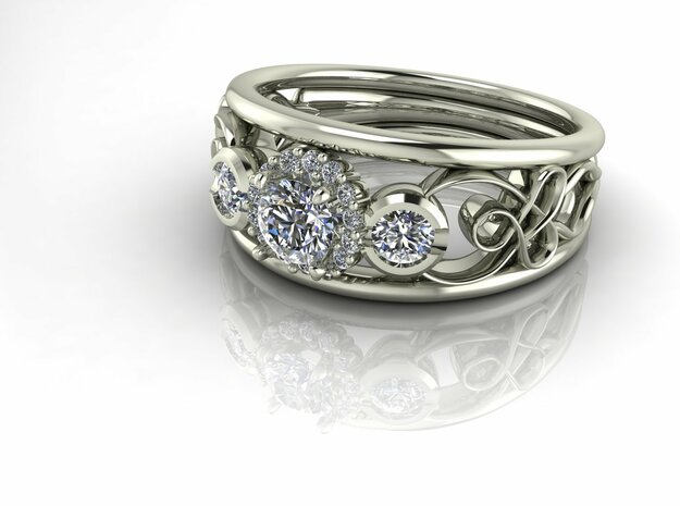 Filigree halo engagement ring NO STONES SUPPLIED in Fine Detail Polished Silver