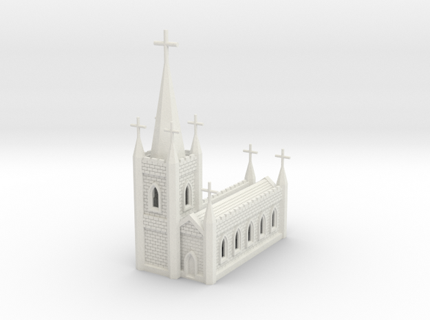 N Scale Church Cathedral 1:160 in White Natural Versatile Plastic