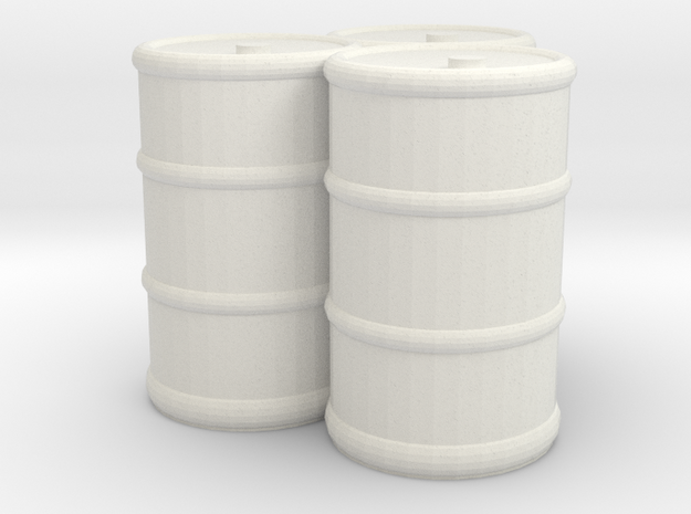 Oil Drums (3) in White Natural Versatile Plastic