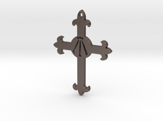 Christo-Pagan druidic cross in Polished Bronzed-Silver Steel