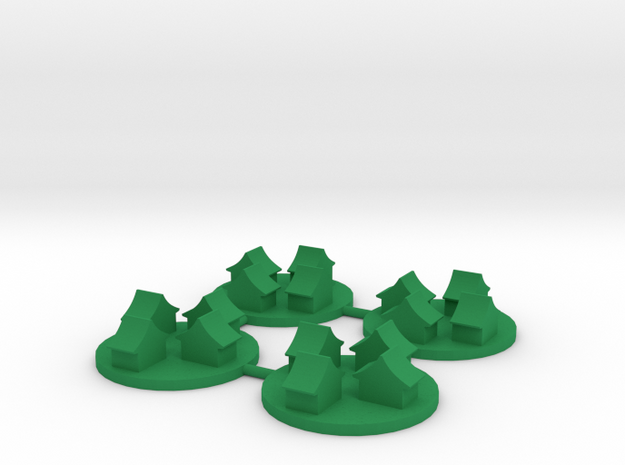 Ancient Asian-style Town Token, 4-set in Green Processed Versatile Plastic