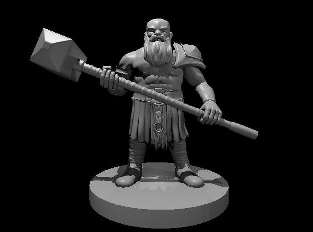 Dwarf Barbarian with a Maul in Tan Fine Detail Plastic