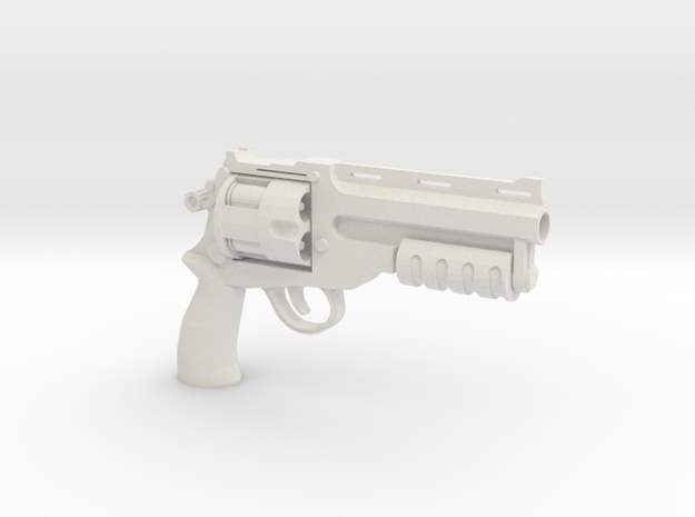  1:6 Scale BFG Revolver - Tactical Version in White Natural Versatile Plastic