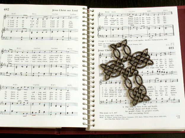 Celtic knot cross in Polished Bronze Steel