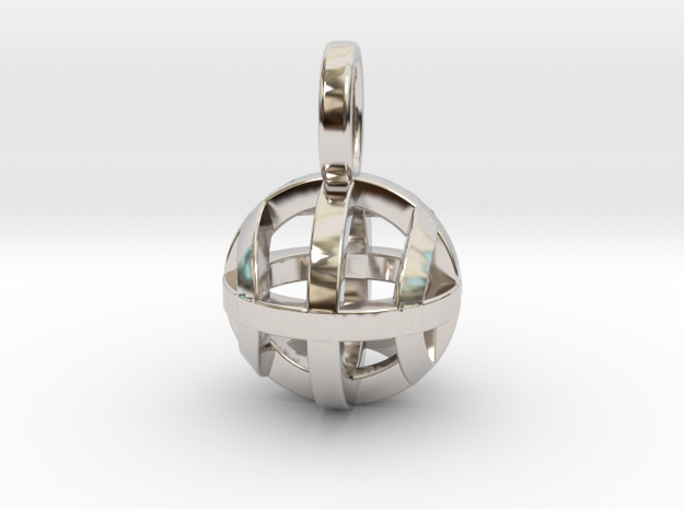 Tennis Sphere XYZ (Pendant) in Rhodium Plated Brass