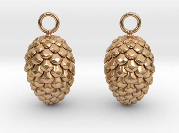 Pinecone Earrings in Polished Bronze