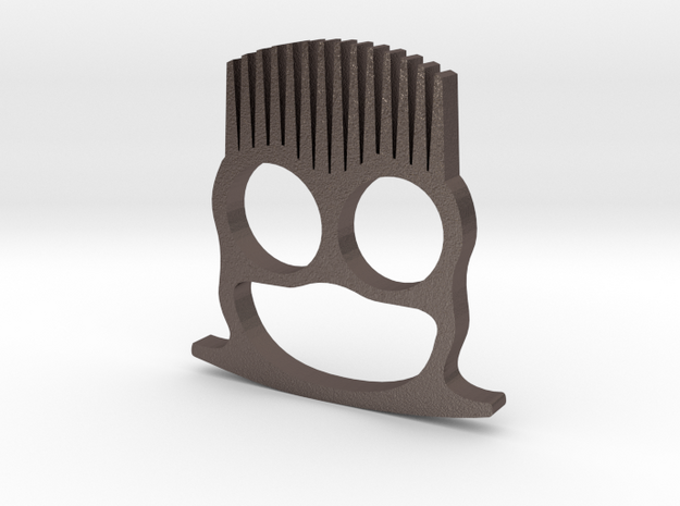 Knuckle Duster Beard Comb in Polished Bronzed Silver Steel