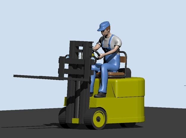Fork lift w/ Figure 1/72 in Smooth Fine Detail Plastic