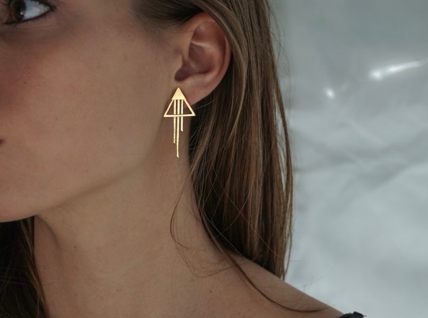 Triangle Shoots Stacking Earrings - PART 3 in 14k Gold Plated Brass