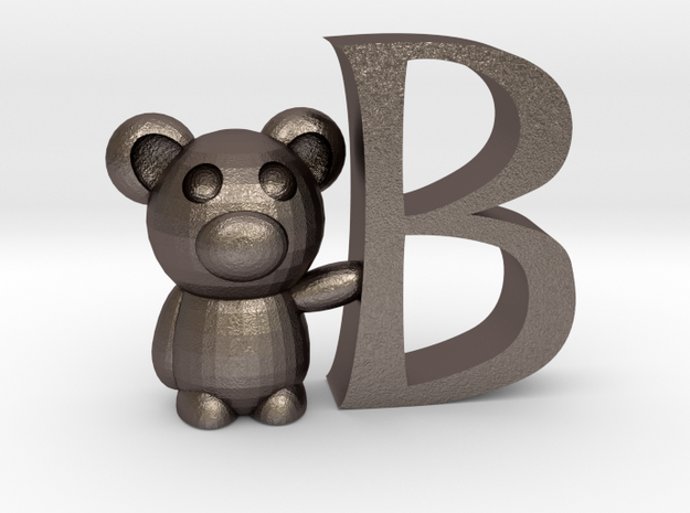 B-Bär-plain in Polished Bronzed-Silver Steel