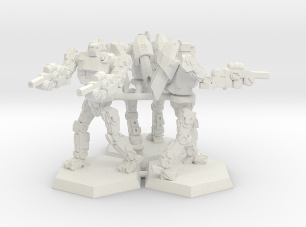 Mk3a Light/Scout Mech three together in White Natural Versatile Plastic: Medium