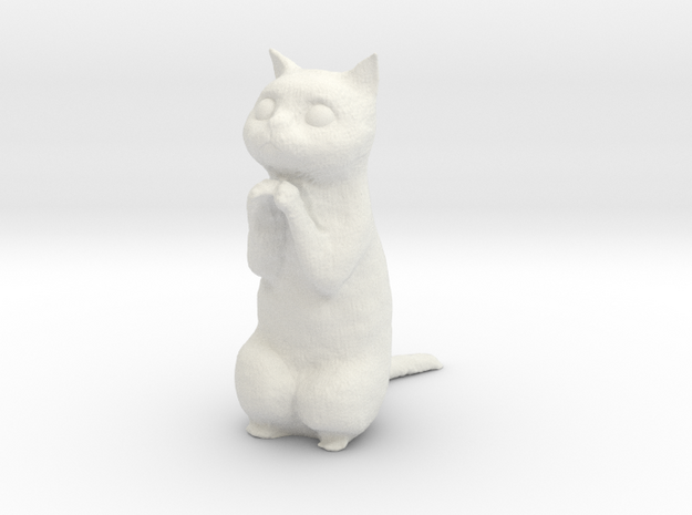 1/12 Praying/Begging Cat Standing in White Natural Versatile Plastic