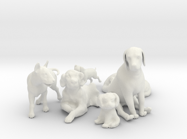 1/24 Dogs Collection for Diorama in White Natural Versatile Plastic
