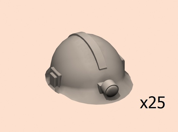 28mm miner helmets x25 in Tan Fine Detail Plastic: Medium