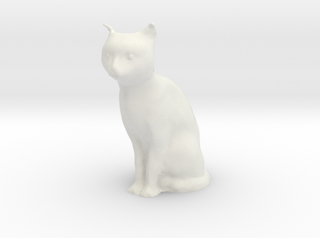 1/7 Sitting Cat in White Natural Versatile Plastic
