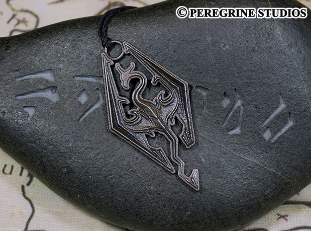 Pendant - Imperial Dragon in Polished and Bronzed Black Steel
